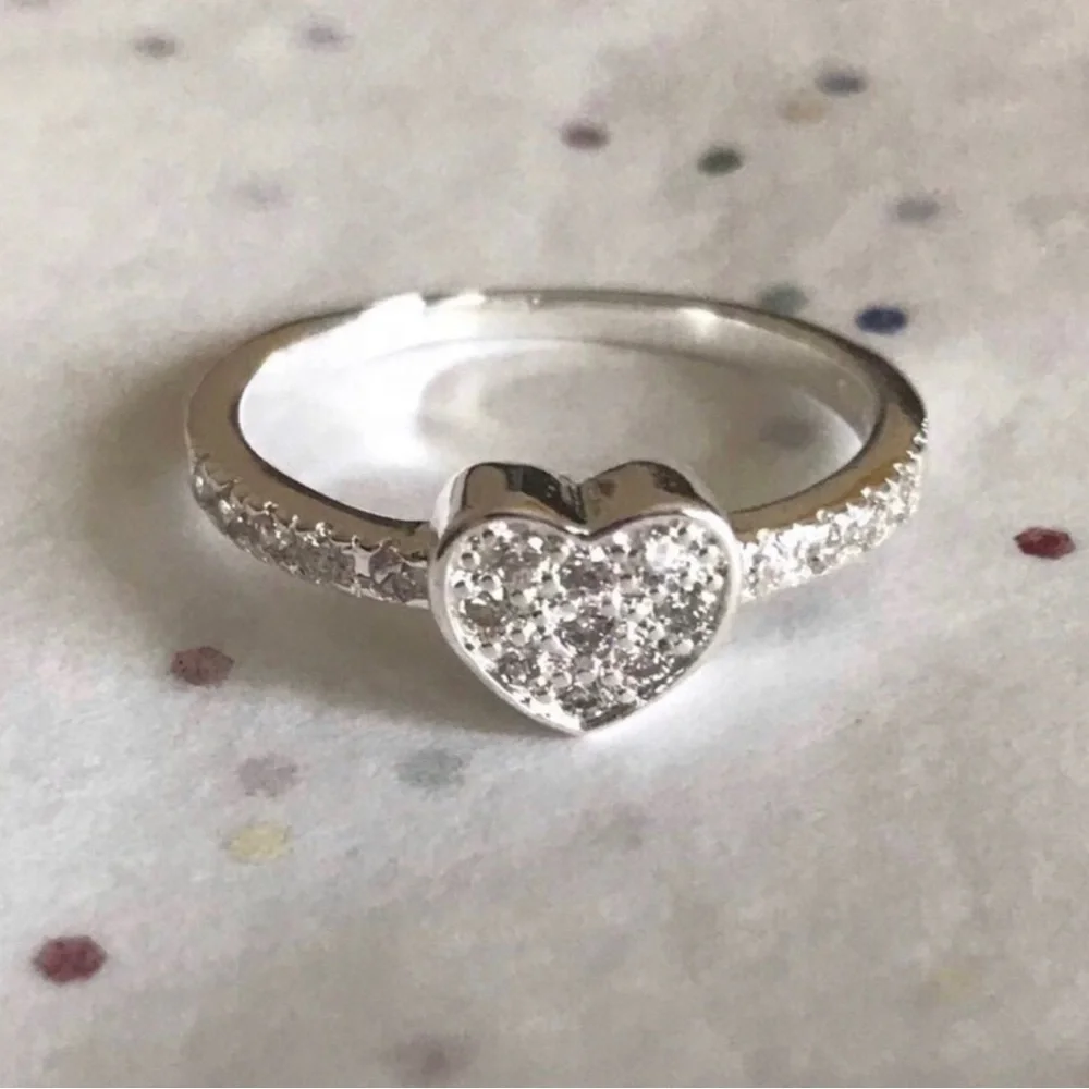 Heart Pavé Sterling Silver Ring